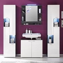 trendteam smart living Tetis Mobili, Derivato del Legno, Grigio Scuro (Grafite)/Bianco (Alta lucentezza), 72 x 76 x 20 cm