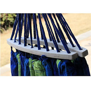 VALINK Esterno Campeggio Amaca, in Legno Bastone Anti-ribaltamento Amache Spalmatore, Barra Giardino Oscillante Amaca Dondolo Appeso Letto, Spiaggia da Viaggio Tela Rosso Blu Righe 240x80CM