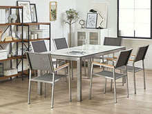 Beliani Set di Tavolo Grigio HPL Simil Marmo 180 cm e 6 Sedie Tessuto Grigio GROSSETO