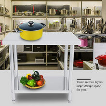 Tavolo da catering, resistente e durevole, a 2 strati, in acciaio inox, grande spazio per riporre oggetti da cucina, preparazione di cibo, 91 x 61 x 85 cm