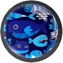 Cartone animato squali di mare modello blu Pomelli per Porta Set di 4 Pomelli per Mobili Manopole per Cassetti Cucina Armadio Vetro