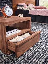 FineBuy Comodino Letto Legno Massello Acacia 40x30x40cm Stile Moderno | Consolle Notturna con cassetto | Comodino da Notte