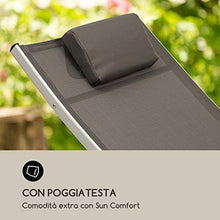 blumfeldt Sun Valley - Lettino Prendisole, con Cuscino, Pieghevole, Struttura in Alluminio, Schienale Regolabile in 4 Direzioni, Materiale: 70% PVC, 30% Poliestere Comfort Mesh, Grigio