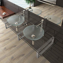 Alpenberger Design Doppio lavabo Ø 42 cm in vetro di sicurezza ESG 12 mm con ripiano in vetro da 140 cm e console in acciaio inox | perfetto per lavabo, solo di ottima qualità