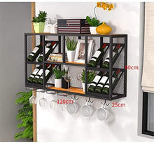 Classico Attaccatura del supporto del vino industriale metallo Wallmounted Wine Rack, Legno Hanging Wine Glass supporto di bottiglia del vino della cremagliera Mensole decorazione della parete di stoc
