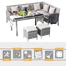 Outsunny Set 5 Pezzi Salotto da Esterno con 2 Divani 1 Tavolino 2 Sgabelli, Mobili da Giardino in Rattan Grigio