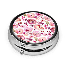 Contenitore rotondo per pillole per San Valentino, rosa, magenta, rosso, astratto, con 3 scomparti, per medicina e vitamine, per viaggi all'aperto