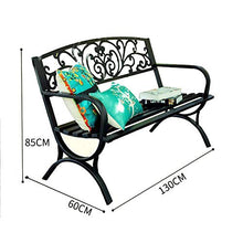 Panchina da Giardino per Esterno, Sedia con Seduta in Metallo e Veranda Panca con Schienale, Panca da Giardino Piazza Portico Percorso Cortile Prato Decor Sedia per 2-3 Persone