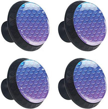 Pelle di pesce viola blu modello sirena scala Pomelli per Porta Set di 4 Pomelli per Mobili Manopole per Cassetti Cucina Armadio Vetro