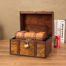 Rvest, scrigno del tesoro, baule in legno, baule per tesoro dei pirati, scatola regalo richiudibile con coperchio e lucchetto con chiave, grande scatola del tesoro, valigetta decorativa