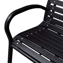 Panca da giardino per esterni, panca da giardino in acciaio PVC con schienale per esterni nero, 125 x 60,5 x 80,5 cm