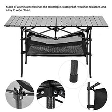 EBTOOLS Tavolo da Campeggio Pieghevole, Tavolino Portatile 2 Piani con Borsa, Alzata Avvolgibile,Rete in Maglia,per Picnic al Coperto e all'aperto,Barbecue,Spiaggia,Viaggi, Pesca,118 * 54 * 86cm,Nero