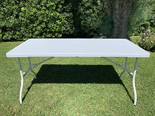 MLI Tavolo Pieghevole da Giardino Bianco con Gambe Bianche 152X70X74 Perfetto Come Tavolo da Campeggio, da Buffet, da Cucina | Tavolino GDZ152 Esterni Richiudibile a Valigetta con Maniglia