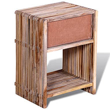 Zerone - Comodino in legno di teak con cassetto, per camera da letto, soggiorno, 38 x 31 x 51 cm