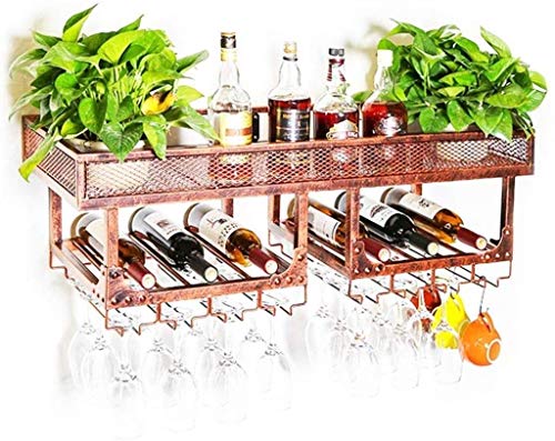 Yxsd - Portabottiglie da cucina a parete, in metallo, stile vintage, porta bottiglie di vino, porta bicchieri da bar (dimensioni: 120 cm x 35 cm x 27 cm)