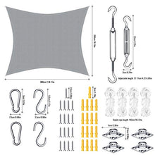 Wilxaw Tenda a Vela Rettangolare, 3 x 2 M Tenda da Sole per Esterno Tenda a Vela Parasole Impermeabile Protezione UV con Inox Installazione Kit di Fissaggio