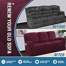 Bove Velluto Copripoltrona Relax Reclinabile, 8 Pezzi Stretch Recliner Copridivano per 3 Divano Cuscino Fodere Copridivani Divano Protector con Tasca Laterale-D