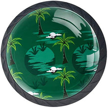 Verde tropicale della palma della spiaggia Pomelli per Porta Set di 4 Pomelli per Mobili Manopole per Cassetti Cucina Armadio Vetro