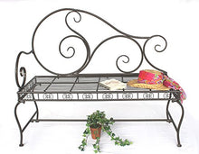 DanDiBo DY140488 - Panchina da giardino in metallo, resistente alle intemperie, 123 cm, panca a 2 posti, con schienale in metallo, colore: Marrone anticato