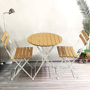 CGBF-Set Bistro Set Tavolo Pieghevole E Sedia 3 Pezzi Giardino Patio Balcone Terrazza Mobili Resistenti alle Intemperie,Marrone