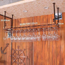 COLiJOL Portabottiglie da Vino in Ferro Marrone Appeso a Mensola per Bicchieri da Vino a Soffitto per Bar, Portabicchieri da Appendere (Dimensioni: 30 * 100 Cm)