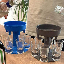 6 Shot Glass Dispenser And Holder,for Filling Liquids Glasses Hanging Holder Stand Rack/Liquor Dispenser Party Gifts Grey+Blue