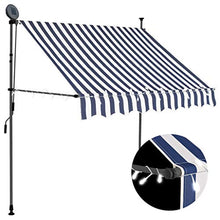 Goliraya Tenda da Sole Retrattile Manuale con LED,Tenda da Sole Giardino/Patio/Terrazzo Blu e Bianco/Bianco e Arancione/Antracite/Crema/Arancione e Marrone 150 cm/200 cm/250 cm/300 cm/350 cm/400 cm