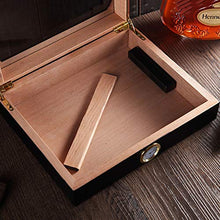 6 Sigari Humidor Dispositivo Di Raffreddamento Portatile Legno Di Cedro Cigar Idratante Governo Prospettiva Tetto Apribile Due Aree Di Stoccaggio Igrometro Esterno