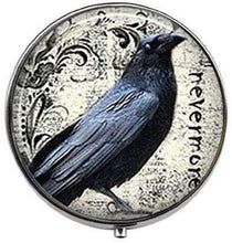 Poe's Raven - Scatola per pillole con foto di corvo - Scatola per pillole in vetro