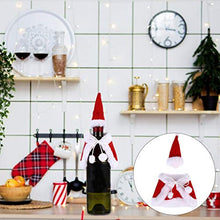 Amosfun Natale Peluche Copri Bottiglia di Vino Set Vestiti Cappello Cartone Animato Resistente Peluche Bottiglia Decor Decorazioni Natalizie 4 Pezzi (Rosso)