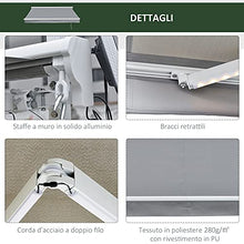 Outsunny Tenda da Sole per Esterno 250x200cm, Tenda a Bracci Avvolgibile, Tenda Ombreggiante a Rullo, Grigio