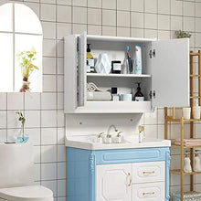 BXSZVOK Armadietto a Specchio a Parete con Doppie Ante e Specchio, Mobile Bagno Bianco con 2 divisori