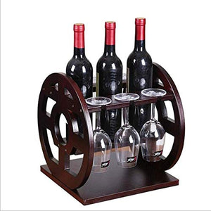 Scaffale Legno Porta Vino Cremagliera Del Vino Creativa Portabottiglie In Piedi Porta Bottiglie E Vetro - Contiene 3 Bottiglie Di Vino Rosso Appendi 6 Bicchieri Da Vino