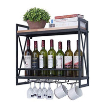 QWEA Portabottiglie per vino industriale Wine Lovers Mobili da bar Portabottiglie da appendere in metallo rustico a 2 livelli a parete per cucina-sala da pranzo-Cantina-Bar Facile installazione,