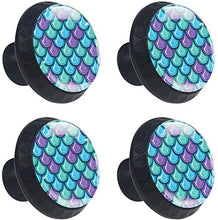 Reticolo viola verde blu della squama Pomelli per Porta Set di 4 Pomelli per Mobili Manopole per Cassetti Cucina Armadio Vetro