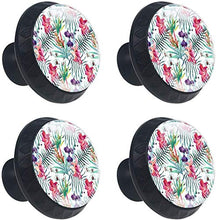 Foglia e fiore tropicali Pomelli per Porta Set di 4 Pomelli per Mobili Manopole per Cassetti Cucina Armadio Vetro