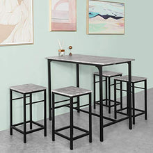 SoBuy Set 5 Pezzi Tavolo con 4 sgabelli Mobile Bar per casa Stile Industriale Grigio, L100*P60*A87cm, OGT11-HG