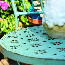 Tavolino da balcone in ferro battuto e copertura per sedia,set da 3 pezzi per mobili da giardino pieghevoli per patio esterno, ombinazione di tavolo e sedia per il tempo libero in stile pastorale re