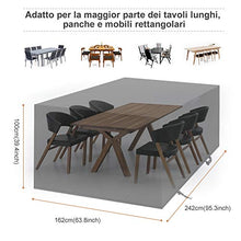YISSVIC Copertura Tavolo Giardino Copertura Tavolo Esterno 242×162×100cm 420D Panno Oxford Protezioni del Patio Anti-UV Impermeabili in Tessuto