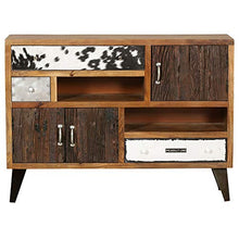 KS-Furniture Nepal - Cassettiera in legno massiccio con 3 cassetti, 120 x 35 x 88 cm, design industriale con ripiano portaoggetti, con ante