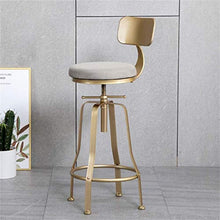 WANGFENG Sgabelli Sgabelli da Bar Industriali Girevoli in Metallo con Schienale, Sgabelli da Bar Regolabili in Altezza 60-80 Cm, Sedie da Cucina per La Colazione, Elegante Velluto Grigio