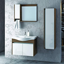 Homemania LGB-855 Set Mobili Logan 80 da Bagno, Bianco, Legno, in MDF, Ceramica, Specchio, Metallo