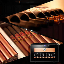 VIY Umidificatore per Sigari, Humidor con Ripiani in Legno di Cedro, 11-18 °C, Touch Display Digitale, 38 Db, Illuminazione A LED, 25 L, 150 Sigari, Nero