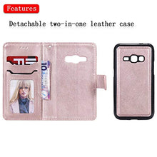 Bear Village Cover Galaxy J1 2016, Custodia Premium Flip Custodia per Samsung Galaxy J1 2016, Custodia con Porta Carte e Chiusura Magnetica, Oro Rosa