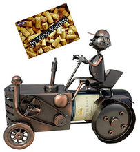 Brubaker portabottiglie per Vino Trattore con Trattore conducente Decorazione Oggetto Metallico con Biglietto d'auguri per Vino Presente