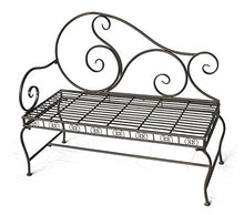 DanDiBo DY140488 - Panchina da giardino in metallo, resistente alle intemperie, 123 cm, panca a 2 posti, con schienale in metallo, colore: Marrone anticato