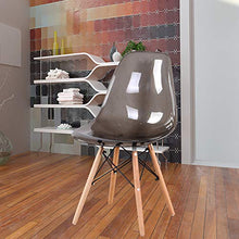 4 sedie trasparenti in policarbonato con gambe in legno massello di metallo, cucina, soggiorno, sala da pranzo, ufficio, camera da letto, scuola biblioteca all'aperto (grigio)