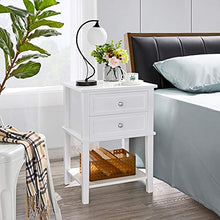 Yaheetech Comodino Camera da Letto Comodino Bianco con 2 Cassetti in Legno Tavolino Lato da Divano Salotto Soggiorno 45 x 35 x 61 cm