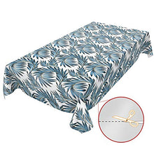 Anro - Tovaglia cerata lavabile, con foglie di palma, 200 x 140 cm, colore: oro e blu