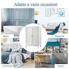 RELAX4LIFE Mobile Bagno a Terra, Armadietto Sotto Lavabo, Mobiletto Ingresso Doppia Anta, Universale Multiuso, in Legno Impermeabile e Anti umidità, Grande capacità per Cucina, Soggiorno, Bianco